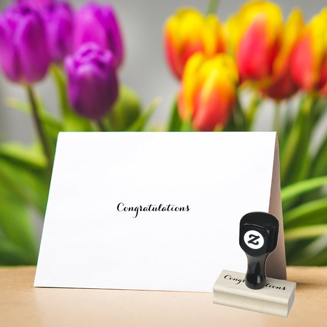 Sello De Caucho Felicitaciones Recién nacido de graduación Hogar T (Congratulations Graduation New Baby Home Job Wood Rubber Stamp)
