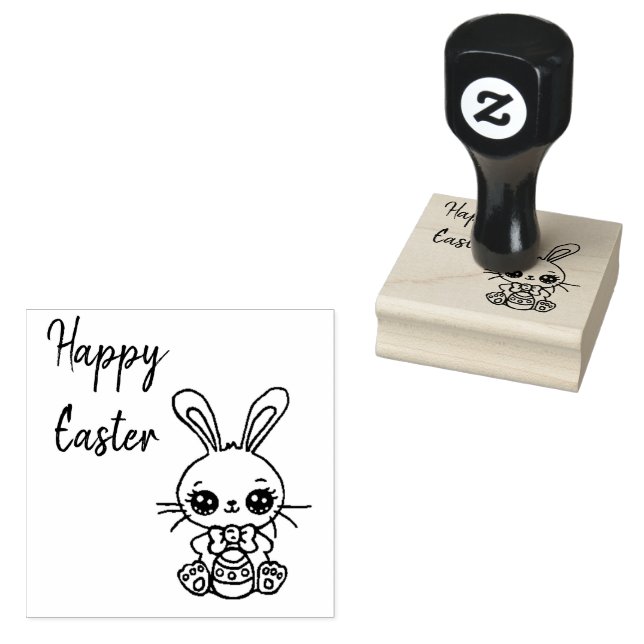 Sello De Caucho Feliz Conejo de Pascua (Sellado)