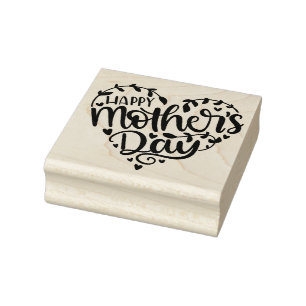 Sello De Caucho Feliz corazón del Día de la Madre