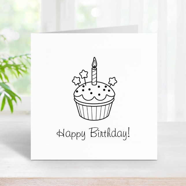 Sello De Caucho Feliz Cumpleaños Candle Cupcake Color Me (Subido por el creador)