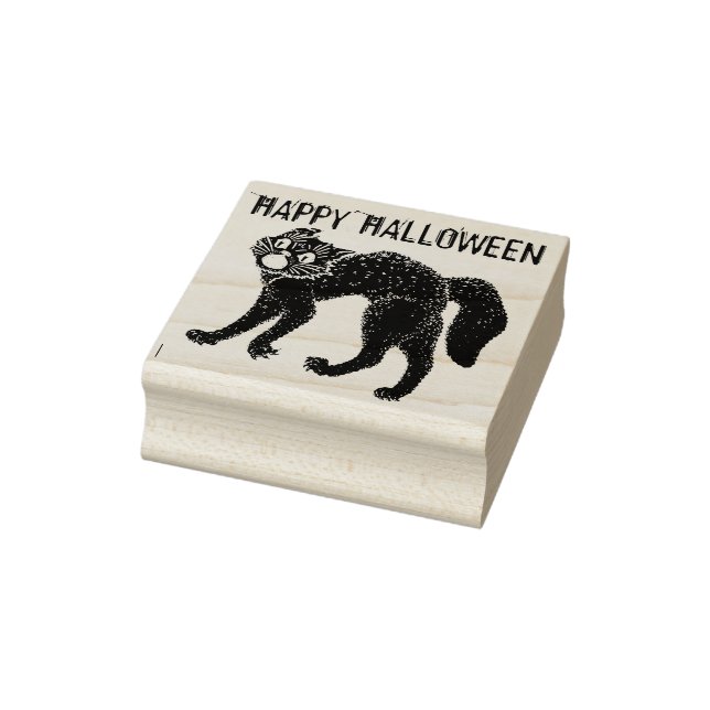 Sello De Caucho Feliz Halloween gritando gato negro (Sello)