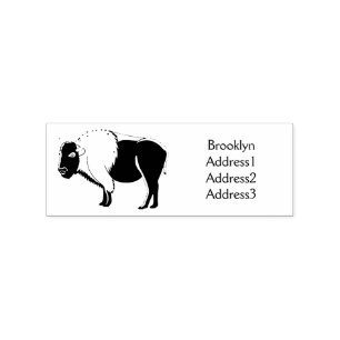 Sello De Caucho Feliz ilustracion de búfalo de bisonte americano