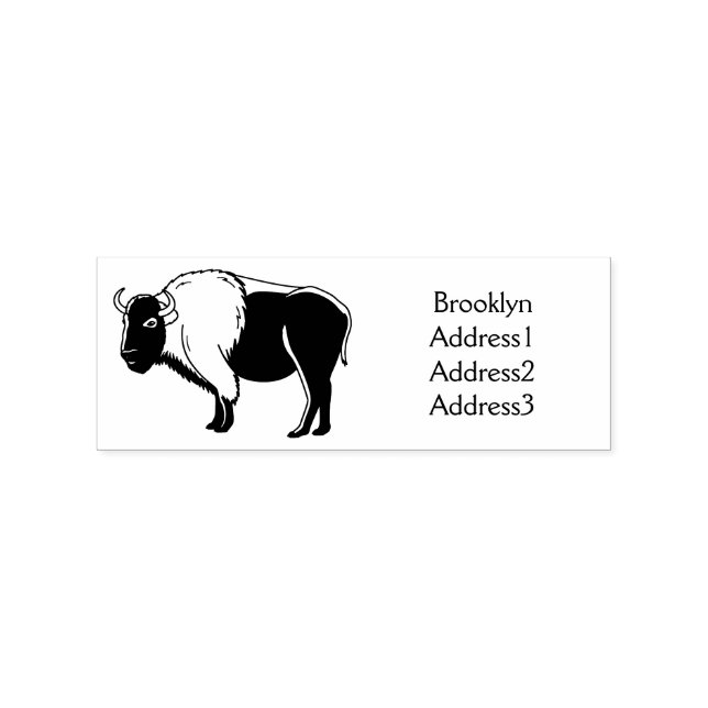 Sello De Caucho Feliz ilustracion de búfalo de bisonte americano (Impresión)