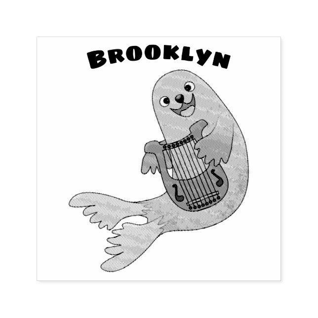 Sello De Caucho Feliz ilustracion de personalizado de foca de arpa (Impresión)