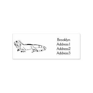Sello De Caucho Feliz ilustracion personalizado de iguana verde
