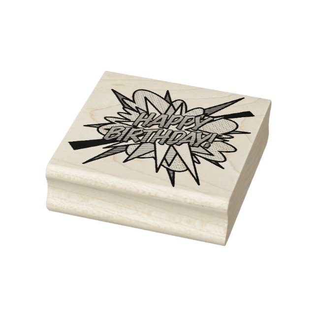 Sello De Caucho FELIZ libro de cómics retro de cumpleaños (Sello)