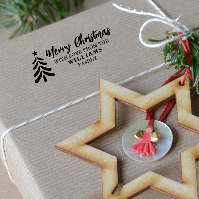 Sello De Caucho Feliz Navidad con amor de la familia (personalizad (Subido por el creador)
