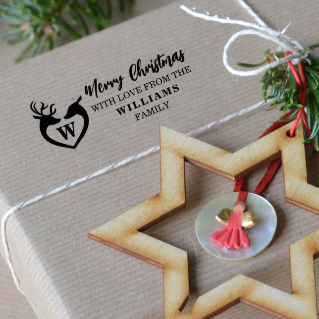 Sello De Caucho Feliz Navidad con amor de la familia (personalizad (Subido por el creador)