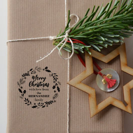 Sello De Caucho Feliz Navidad con amor de la familia (personalizad