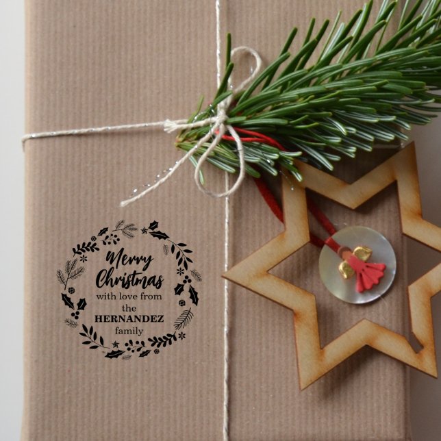 Sello De Caucho Feliz Navidad con amor de la familia (personalizad (Subido por el creador)