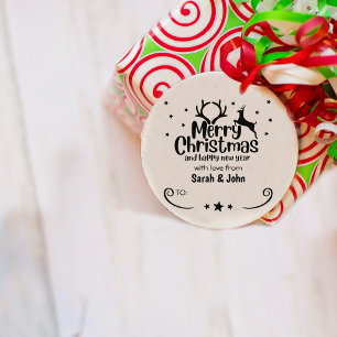 Sello De Caucho Feliz Navidad con amor de (personalizado) Pareja,