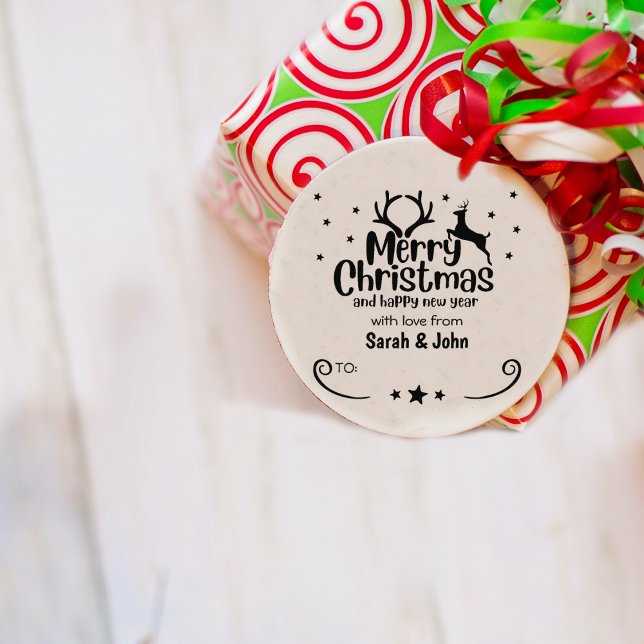 Sello De Caucho Feliz Navidad con amor de (personalizado) Pareja, (Subido por el creador)