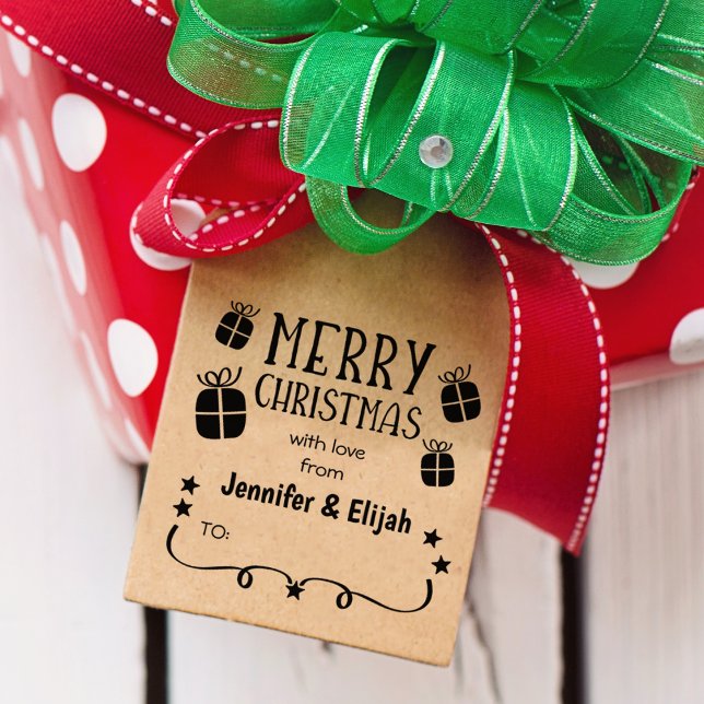 Sello De Caucho Feliz Navidad con amor de (personalizado) Pareja, (Subido por el creador)