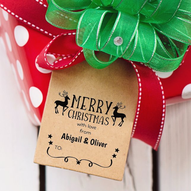 Sello De Caucho Feliz Navidad con amor de (personalizado) Pareja, (Subido por el creador)