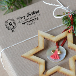 Sello De Caucho Feliz Navidad con el amor de la familia (personali