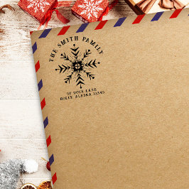 Sello De Caucho Feliz Navidad Copo de Nieve Dirección de Retorno