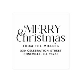 Sello De Caucho Feliz Navidad desde la dirección de regreso famili