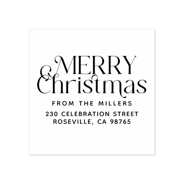 Sello De Caucho Feliz Navidad desde la dirección de regreso famili (Impresión)