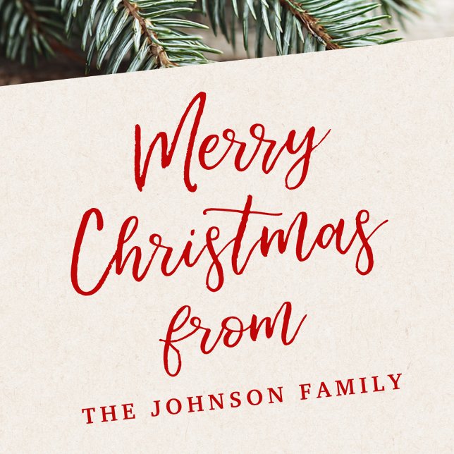 Sello De Caucho Feliz Navidad desde un nombre personalizado (Merry Christmas from personalized name Rubber Stamp)
