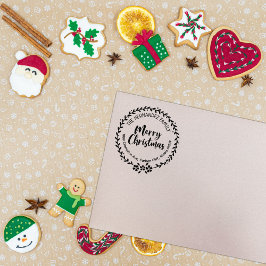 Sello De Caucho Feliz Navidad, dirección de regreso de la familia