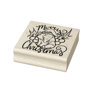 Sello De Caucho Feliz Navidad Elefante Cuta Santa Hat
