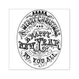 Sello De Caucho Feliz Navidad Feliz Año Nuevo Típografía de época