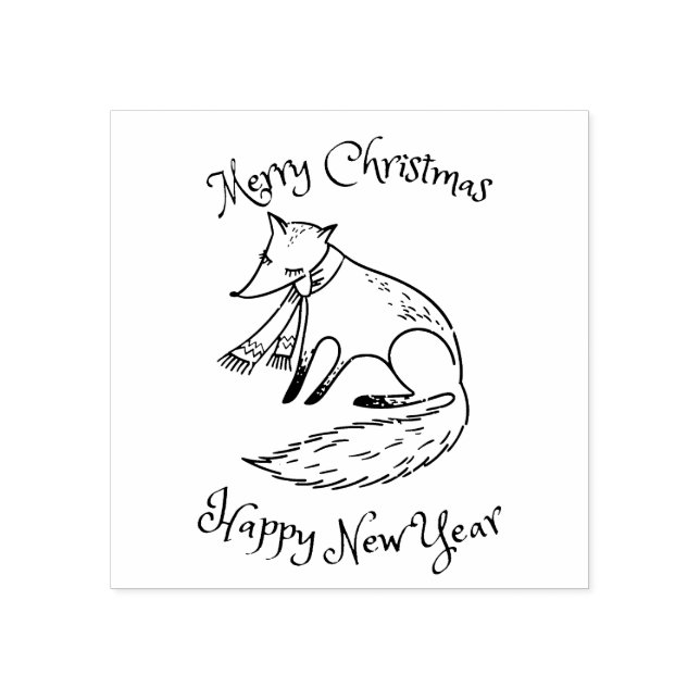 Sello De Caucho Feliz Navidad Fox Cozy (Impresión)