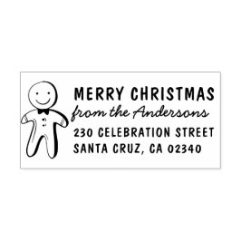 Sello De Caucho Feliz Navidad Gingerbread Man Return Address