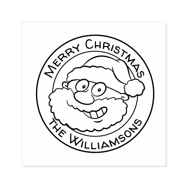 Sello De Caucho Feliz Navidad Personalizado Santa Family Saludo (Impresión)
