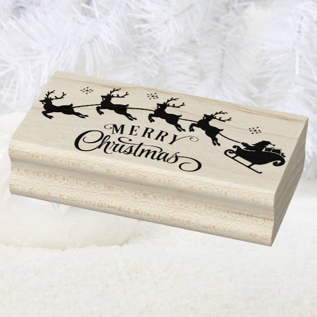Sello De Caucho Feliz Navidad Santa Reindeer Sleigh (Subido por el creador)