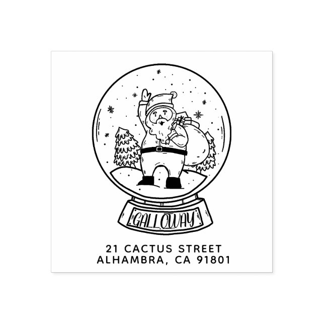 Sello De Caucho Feliz Navidad Snowball Santas Dirección de Retorno (Impresión)