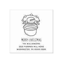 Feliz Navidad Snowman y Stars Dirección editable