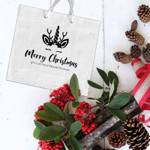 Sello De Caucho Feliz Navidad Unicornio, familia grande