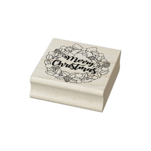 Sello De Caucho Feliz Navidad Wreath