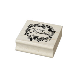 Sello De Caucho Feliz Navidad Wreath