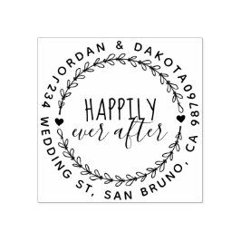 Sello De Caucho Feliz Nunca Después De Que El Boda Escribiera La D