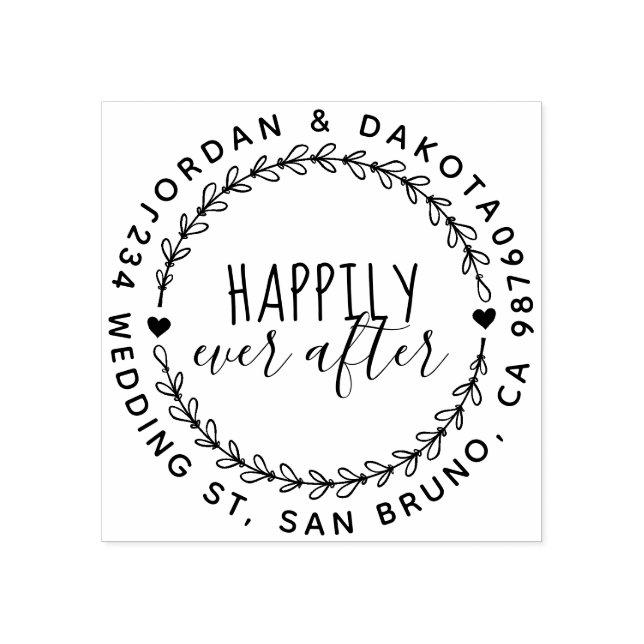 Sello De Caucho Feliz Nunca Después De Que El Boda Escribiera La D (Impresión)