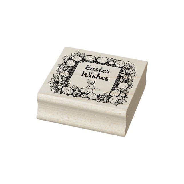 Sello De Caucho 🐰 Feliz Pascua con conejito de Pascua y texto (Sello)