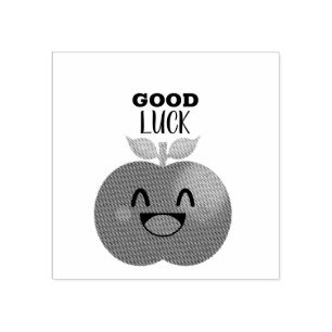 Sello De Caucho Feliz sonrisa de Apple, buena suerte