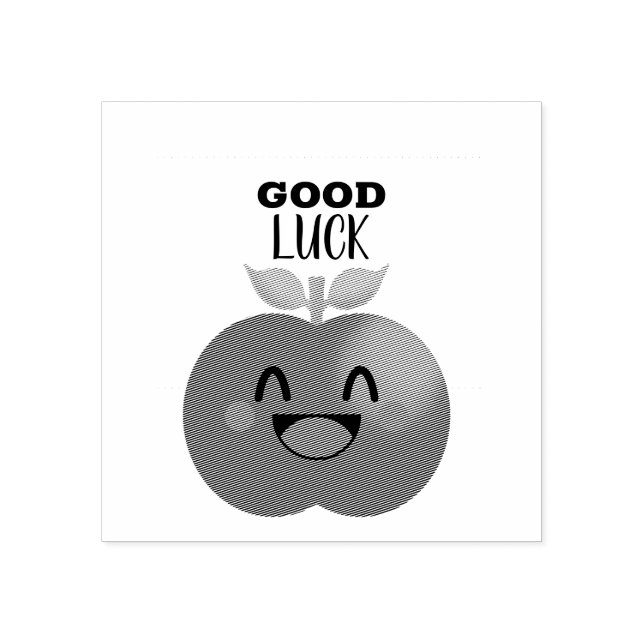 Sello De Caucho Feliz sonrisa de Apple, buena suerte (Impresión)