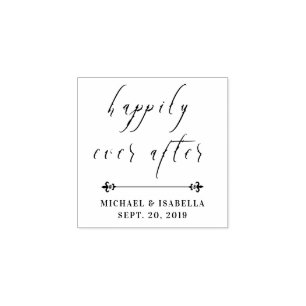 Sello De Caucho Feliz   Tipografía de boda personalizada