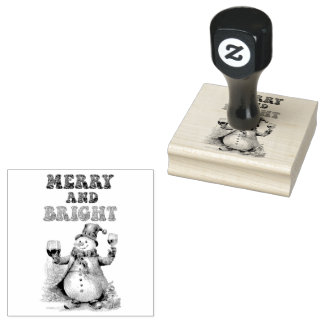 Sello De Caucho Feliz y brillante Snowman