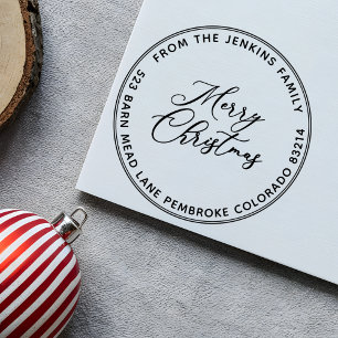 Sello De Caucho FERRY CHRISTMAS Dirección de devolución de nombre