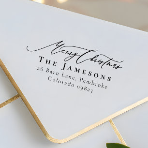 Sello De Caucho FERRY CHRISTMAS Red Family Name Return Address (Di