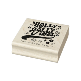 Sello De Caucho Festividad de Retro Groovy Holly Jolly Vibes