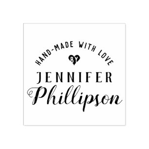 Sello De Caucho Firma de artesanía rústica "hecha a mano por"