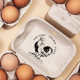 Sello De Caucho Firma del país de la granja de la familia Eggs Car