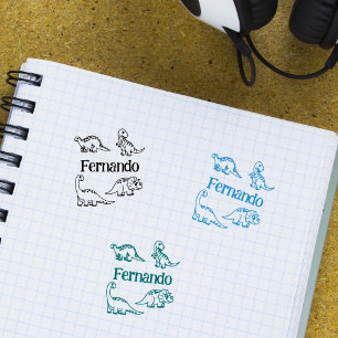 Sello De Caucho Firma del personalizado de Dino infantil
