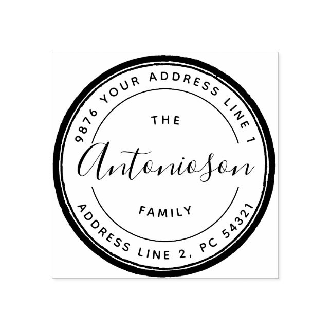 Sello De Caucho Firma mínima de círculo (Impresión)