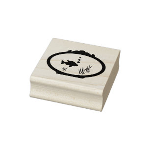 Sello De Caucho Fish Bowl Wood Art Stamp